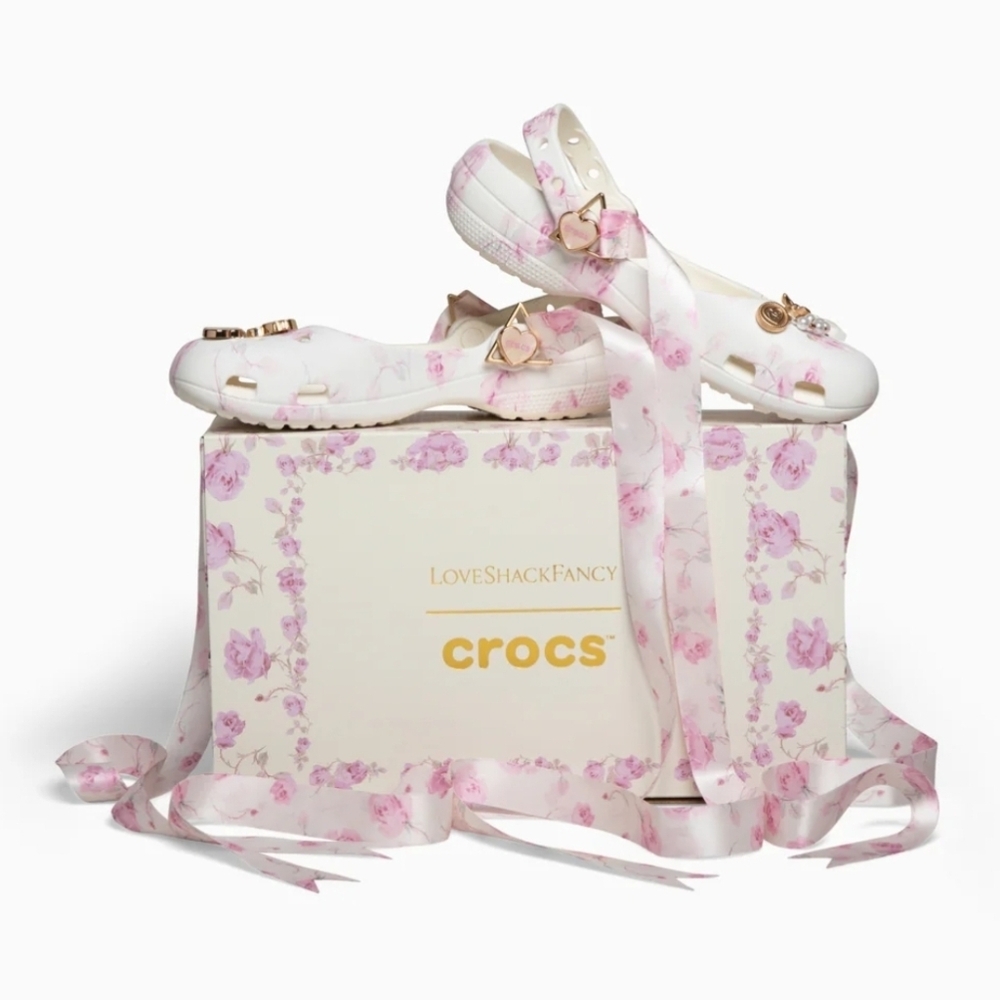 LoveShackFancy x Crocs Floral White Jelly Clog